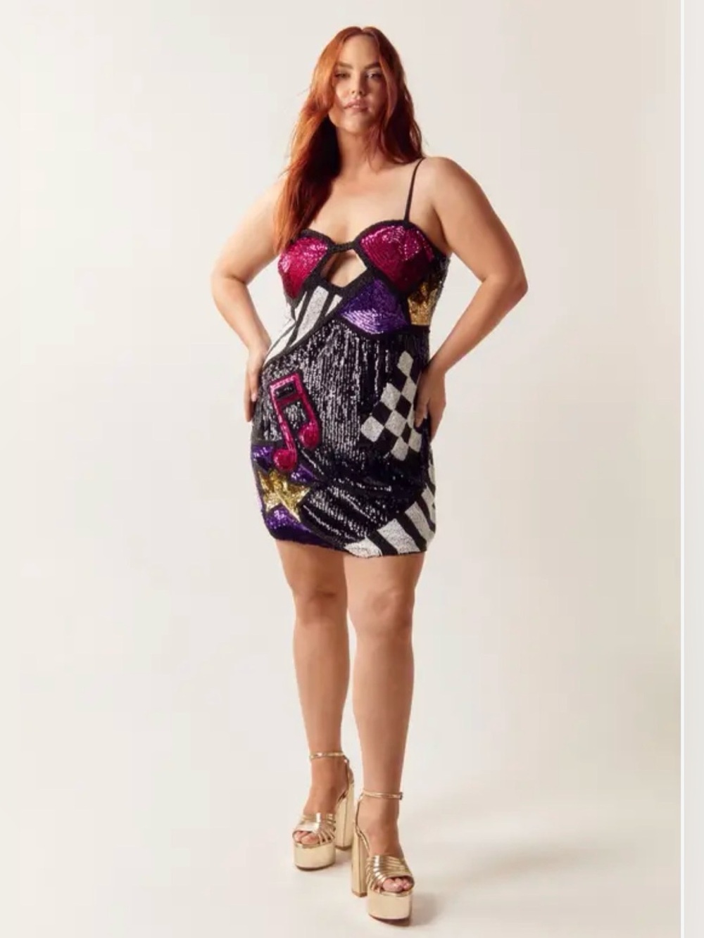 Nasty Gal Abstract Music Embellished Sequin Mini Dress 16